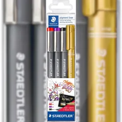 STAEDTLER Pigment liner & Metallic marker rot/violett/schwarz + gold
