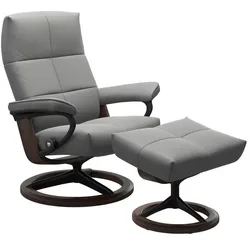 Stressless Sessel mit Hocker David Signature Leder Grau Batick Wild Dove M (Medium)