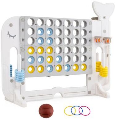 Costway Giant 4-to-Score Game Set Jumbo Connect Four Game with Ring-toss-Gray