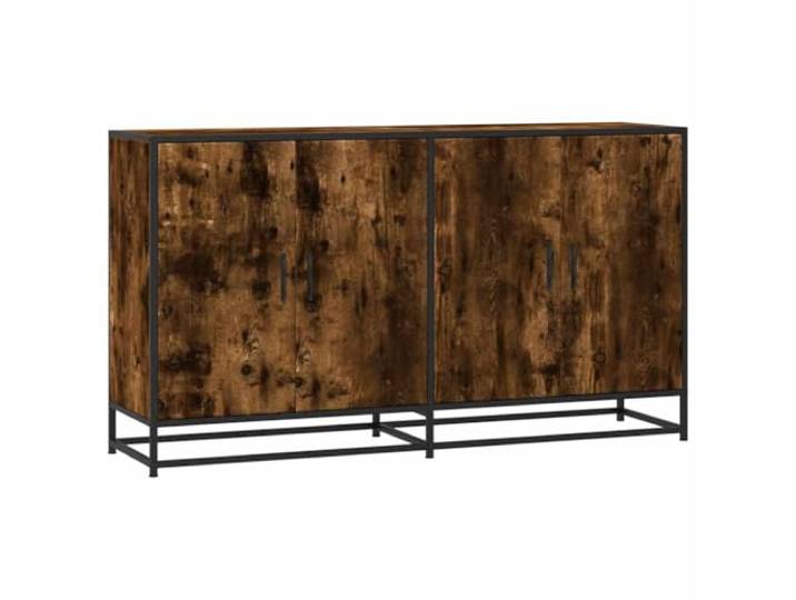 Makastle Sideboard Wohnzimmer 134x35x76 cm Räuchereiche Holzwerkstoff mit Metallgestell und 4 Türen