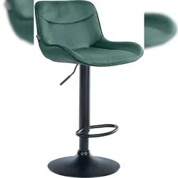 Décoshop26 - Barhocker x1 drehbar ergonomische Form dekorative grüne Samtnaht schwarzes Metallgestell 10_0006228