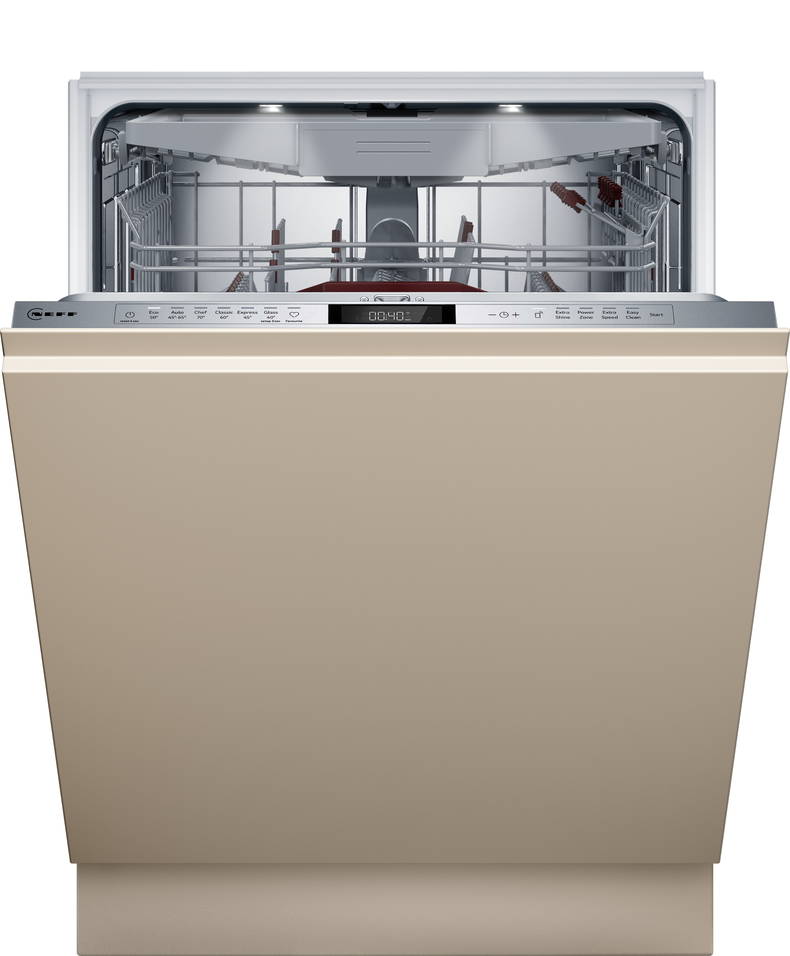 NEFF vollintegrierbarer Geschirrspüler "S257ZCX18E", Energieeffizienz: B (A-G), beige, B:59,8cm H:86,5cm T:55cm, Geschirrspüler, Bessere Trocknung & weniger Energieverbrauch dank Zeolith