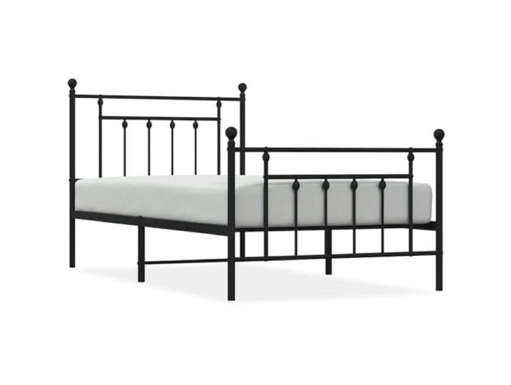 PUGYNBK Bettgestell aus Metall, 100 x 190 cm, Schwarz Basis mit Lamellen, zentrale Beine, Stauraum, Kopfteilstütze