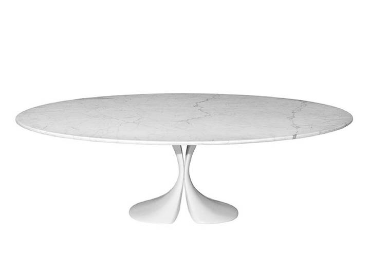 DRIADE table ovale DIDYMOS (L 205 cm - Marbre et Cristalplant)