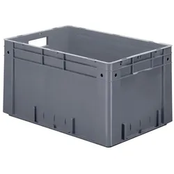 La-Ka-Pe, Lagerbehälter, Transportstapelbehälter L600xB400xH320mm grau PP Schwerlast Durchfassgriff Seitenwände geschlossen