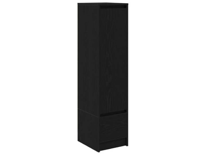 Highboard Schwarz Eichen-Optik 29,5x34x119,5 cm Holzwerkstoff Stauraum Holzwerkstoff, robust, glatte Oberfläche, feuchtigkeitsbeständig, verformungsbeständig, rissbeständig, flexible Türmontage,