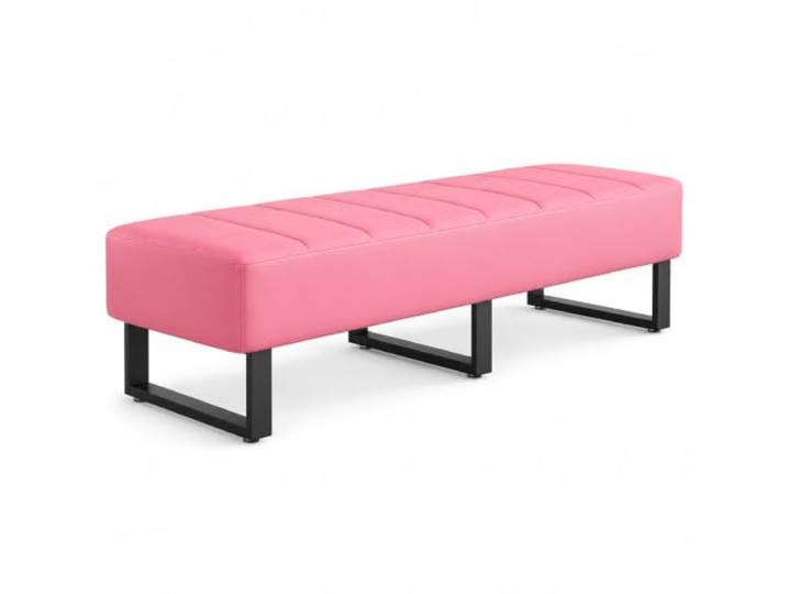 JSWHYBD Wartezimmerbank aus Kunstleder, Empfangsbank mit Stahlrahmen Gepolsterte Sitzbank ohne Rückenlehne für Büro, Empfang, Lobby, Hotel, Salon & Wartebereich(Pink,120cm/47.2in)