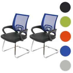 2er-Set Konferenzstuhl Ancona, Besucherstuhl, Kunstleder MVG-zertifiziert ~ blau