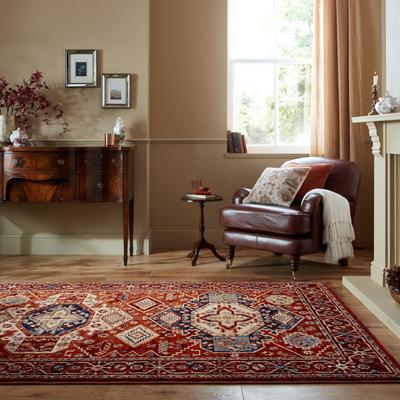Teppich FLAIR RUGS "Gillingham", rot, B:160cm H:12mm L:230cm, Kunstfaser, Teppiche, Teppich, Vintage Stil