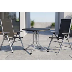 KETTLER BasicPlus Pro Balkon-Set, silber/anthrazit, Aluminium/Textilene/KETTALUX, Tisch Ø 70 cm, klappbar, pflegeleicht