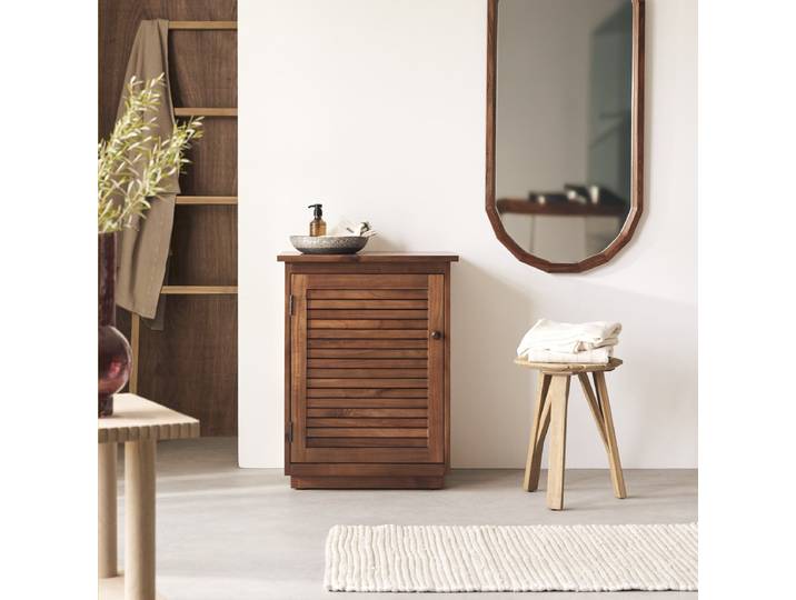 Aufbewahrungsmöbel aus massivem Akazienholz, 60 cm Loggia - Natur - Acacia