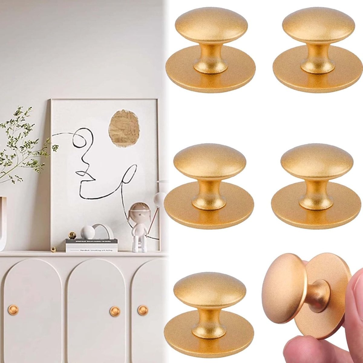 6 Stuks Gouden Ronde Meubelknoppen, Zelfklevende Multifunctionele Handgrepen voor Keuken, Badkamer en Kledingkast