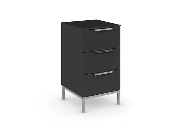 Rauch Möbel Flipp, Nachttisch, Farbe Schwarz, Maße 40x72x42 cm Nachtkommode, 3 Schubladen, Soft-Close-Funktion, für Schlafzimmer, Kinderzimmer, Jugendzimmer, Gästezimmer