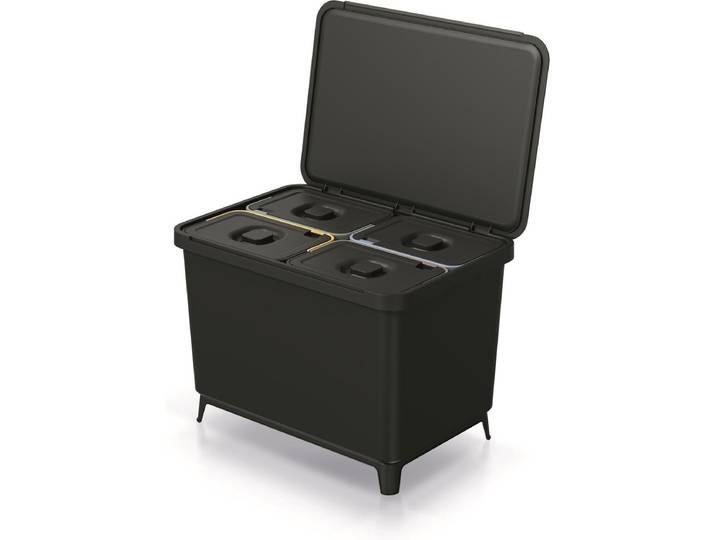 Prosperplast - Keden SYSTEMA afvalbak - 4x10L - Zwart