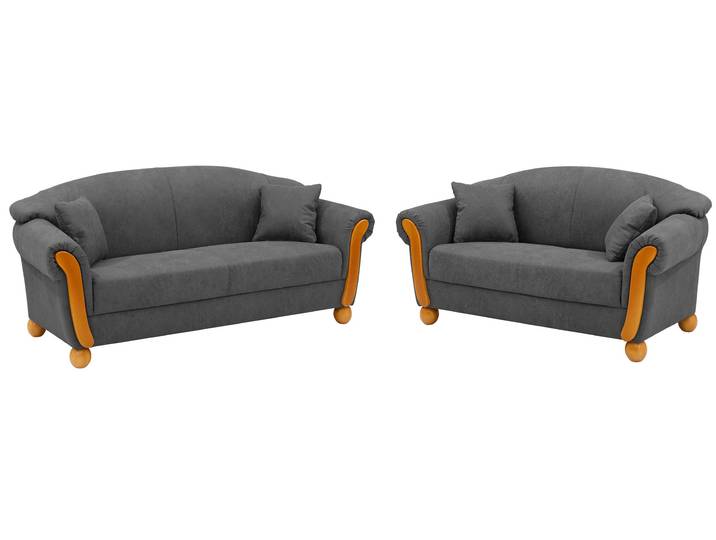 3-Sitzer HOME AFFAIRE Milano und 2-Sitzer Set. Federkern, bequem, zeitlos , grau (dunkelgrau), B:190cm H:83cm T:81cm, Sofas, 3-Sitzer, 2-Sitzer und 3-Sitzer, incl. Zierkissen