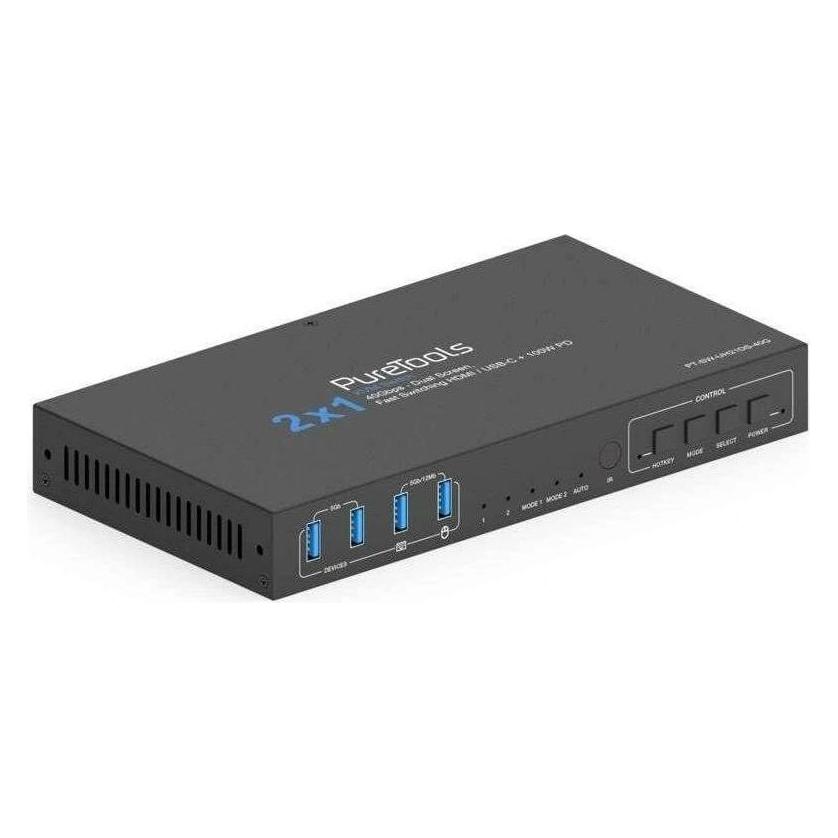 Purelink PureTools 2x1 HDMI 2.1 Dual Screen KVM Switch - 40Gbps (PT-SW-UH21DS-40G)