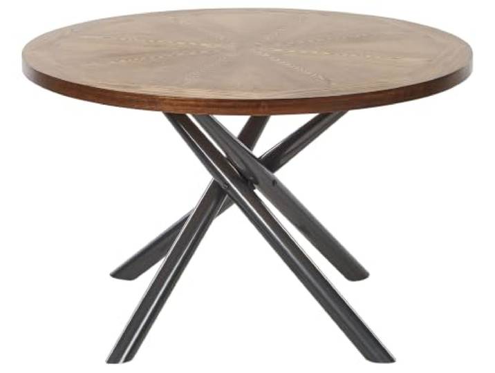 Esstisch Rund MDF Platte braune Esche Metallbeine grau ⌀ 120 cm Lorenzo