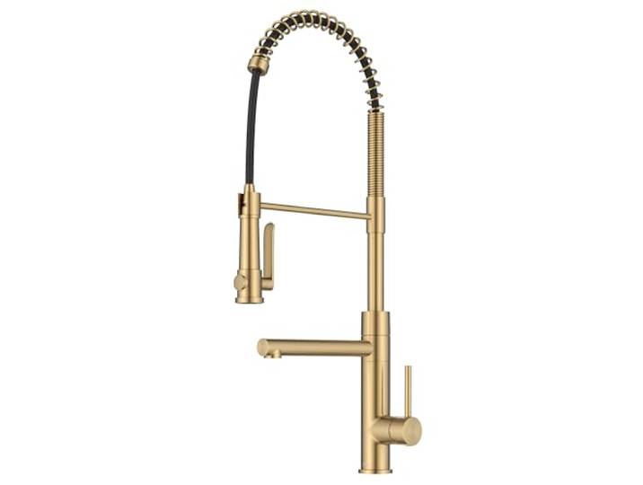KRAUS Artec KPF-1605BB Pro Commercial Style 22-Funktions-Einhand-Küchenarmatur mit Topffüller aus fleckenfreiem gebürstetem Messing