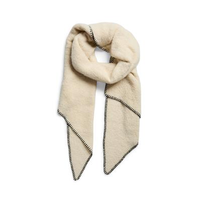 Schal PIECES "PCPYRON LONG SCARF NOOS BC", Damen, beige (weißcap gray detail:contrast stitch, schwarz), Kunstfaser, Modetücher Schal, Kunstfaser