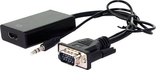 Value VGA / HDMI Adapterkabel HDMI-A Buchse, VGA 9pol. Buchse, Klinke 3.5 mm Buchse 0.15 m Schwarz 12.99.3117 VGA-Kabel