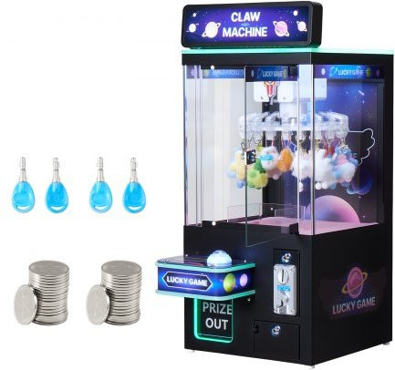 VEVOR arcadekast grijpmachine met licht en geluid, instelbare moeilijkheidsgraad, zwart-paars