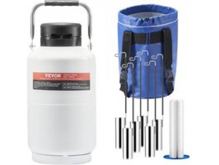 VEVOR Flüssigstickstofftank, 3 l Flüssigstickstoffbehälter aus Aluminiumlegierung, LN2-Tank-Dewar mit 6 Kanistern und Tragetasche mit Riemen, Kryogener Tank für die Schönheitsindustrie, Samenkonservierung, wissenschaftlich