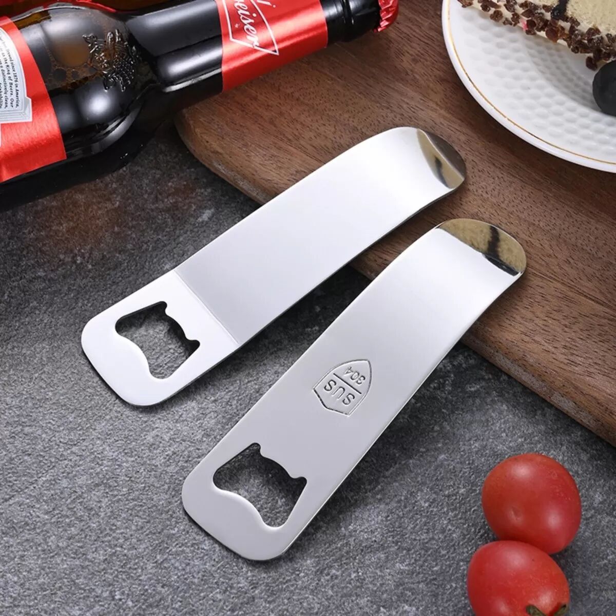 INF 2er-Pack Flacher Flaschenöffner aus Edelstahl – Silber, Hochleistungsfähig