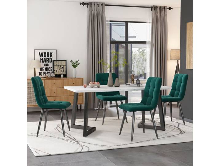 Nouvelle table de salle à manger Premium sense 117x68cm （1-St）， Table à manger rectangulaire avec cadre en métal table à manger