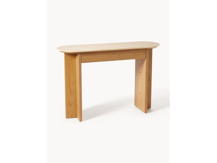 Console en bois avec plateau en travertin Zumi