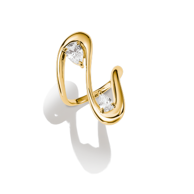 Fingerring THOMAS SABO "Fluid Elegance Ring doppelt geschwungen gelbgoldfarben" Gr. 54, gold (gelbgoldfarben, kristallweiß), Fingerringe, Damen, 54, Metall, Fingerring, mit Zirkonia (synth.)