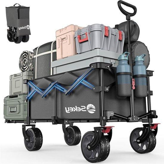 Vistrolley Opvouwbare Handkar met Uitklapbare Achterklep - Grijs - 200L Capaciteit