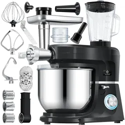 Kesser Universal Küchenmaschine K-KM 3000 mit Fleischwolf Knetmaschine 5,5L, Küchenmaschine, Schwarz
