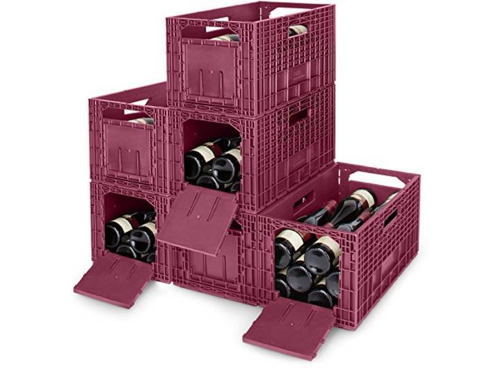Cabka WB100001 6-er Set Weinbox das Flexible Weinregal Kunststoff, weinrot, 48,5 x 26,6 x 24,7 cm