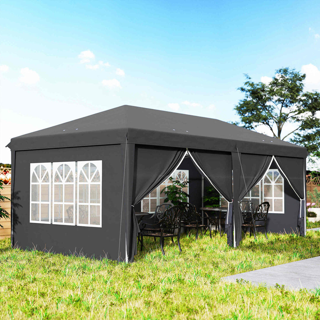 Dakota Fields Outsunny 3 x 6 m Garden Pop Up Gazebo with Sidewalls Water Resistant Grey