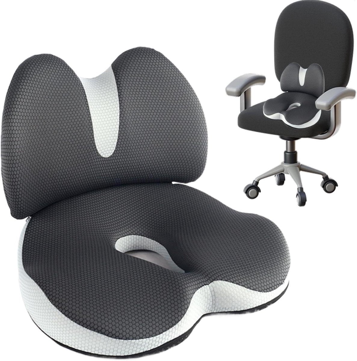 Ergonomisch lendensteunkussen voor rugsteun op een stoel - Grijs - 41 x 39 cm
