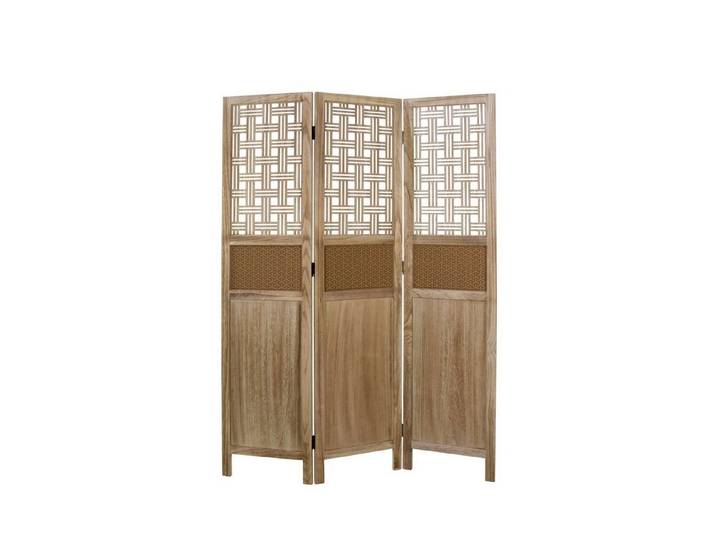 Homestyle4u Paravent Raumteiler Indoor Holz Trennwand Natur Sichtschutz faltbar geflochten (3-teilig)