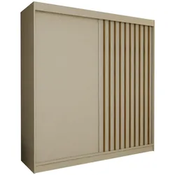 SCHWEBETÜRENSCHRANK Cabinio Beige Eiche Artisan 200/216/61 cm – Modern, mit Lamellen