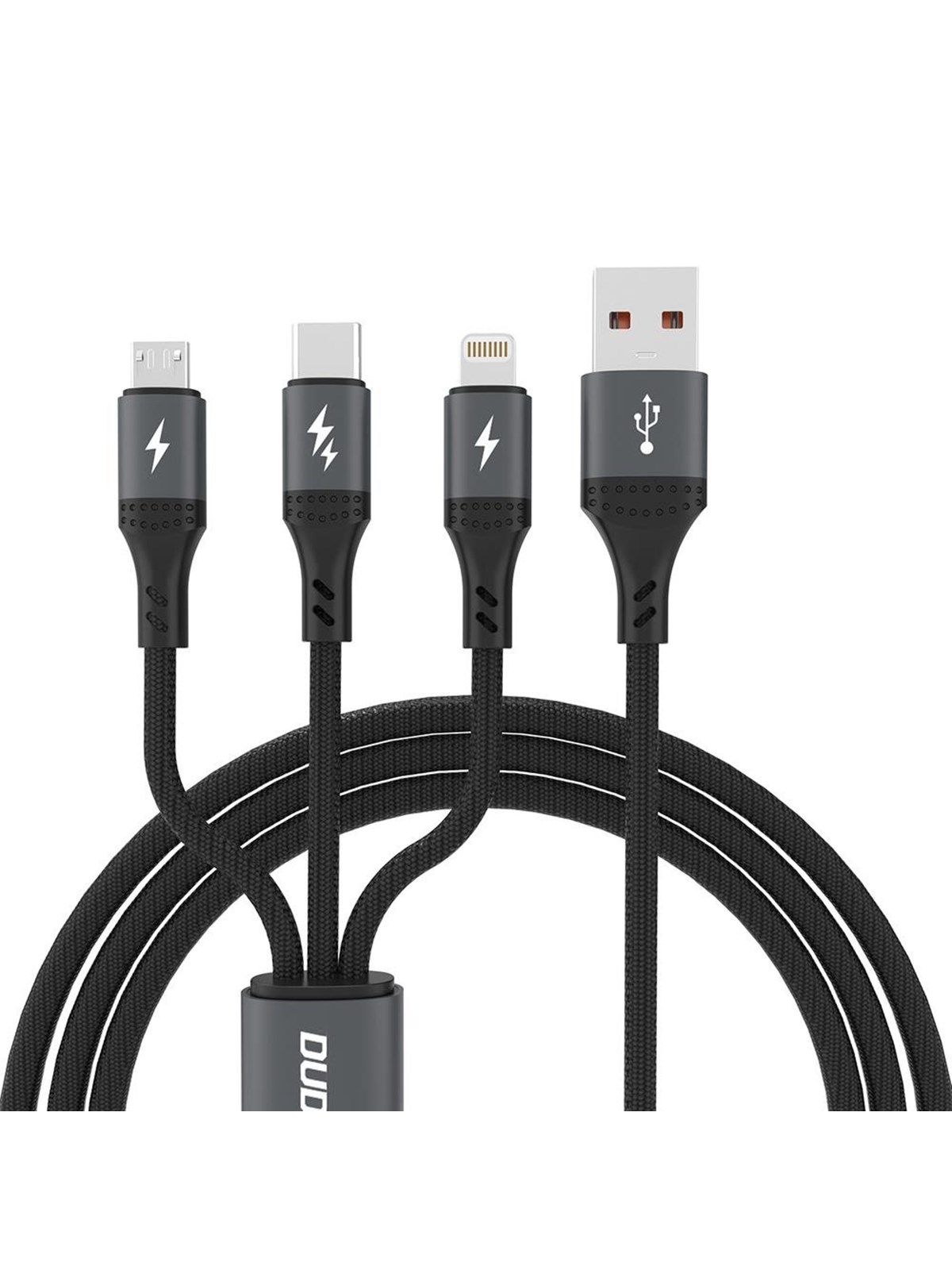 Dudao L3E 3 in 1 60W MicroUSB USB-C Lightning Cable 1.2m - Black