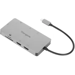 Targus USB-C Dual 4K (USB-C, 8 Ports), Dockingstation + USB Hub, Silber