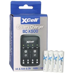 XCell Ladegerät BC-X500 für NiMH Akkus + 4x AAA (Micro) 1,2V 1150mAh