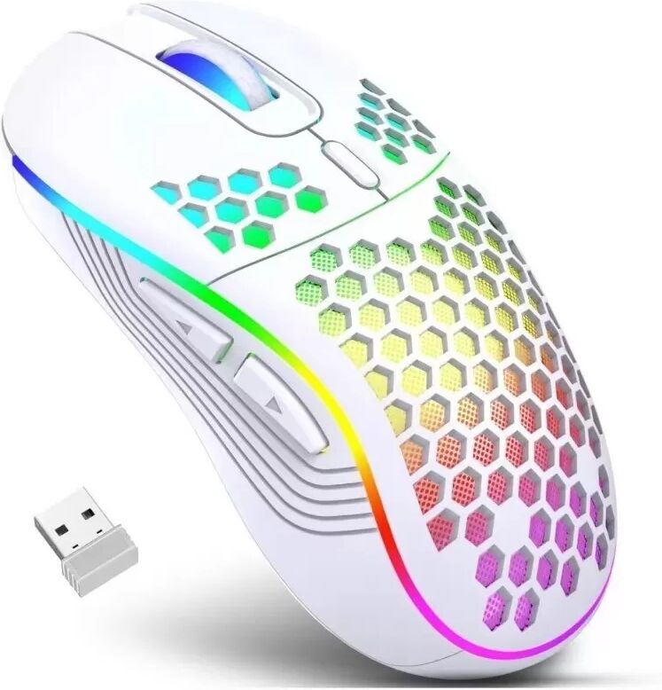 INF 2.4G Kabellose Ladeglühmaus - Einstellbare DPI, Ergonomisches Design Weiß