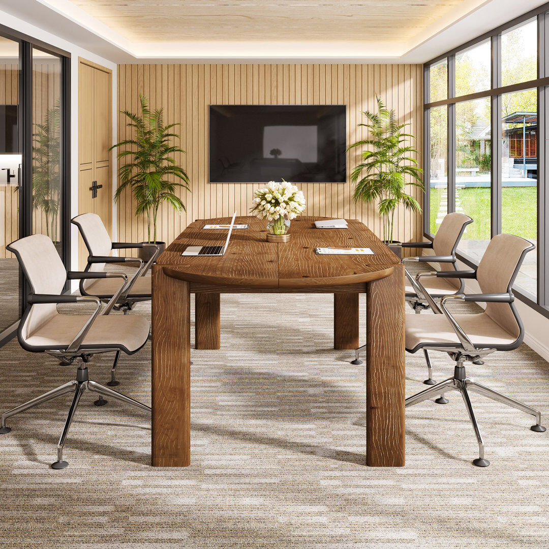 Blue Elephant 159.99 cm Solid Wood Oval Conference Table Walnut 6