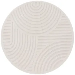 KADIMA DESIGN Teppich Kurzflor Struktur Wohnzimmer schmutzabweisend Creme Rund 200D | 100% Polypropylen, Rücken aus Polypropylen | Florhöhe: 10 mm | nicht waschbar