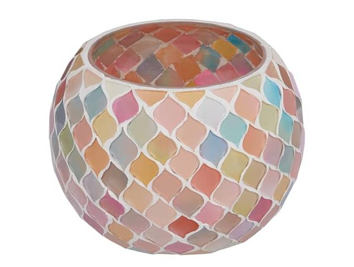 BUTLERS 4er Set Windlicht Aluminium - Pastel Lights - Buntes Mosaik