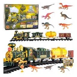 Lean Toys Klassischer Zug mit Dinosauriern, Licht, Geräuschen und Rauch, 39-teilig. (65704105)