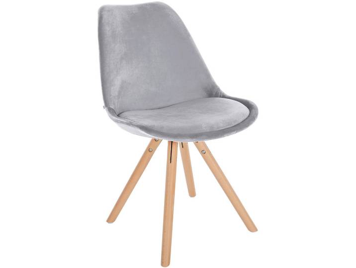 CLP Stuhl Samt Hellgrau, Holz, 48x81x54 cm, Esszimmer, Stuhl