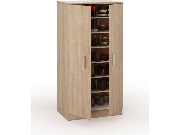 Armoire multifonctionnelle DMORA - 2 portes 6 étagères - Chêne