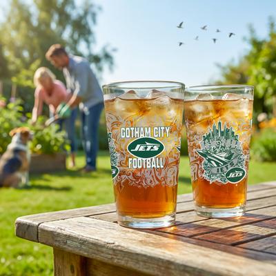 Evergreen New York Jets 16 oz Pint Glasses, Set of 2 - 16 oz