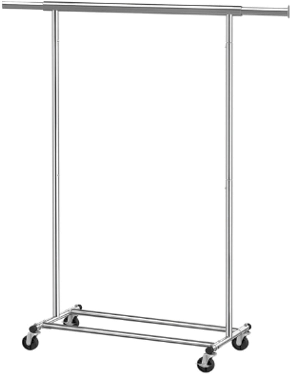 NaevaMi Kledingrek op Wieltjes met Uitschuifbare Jurkenstang, Zilver, B/D/H: 45 x 92-132 x 161,5 cm