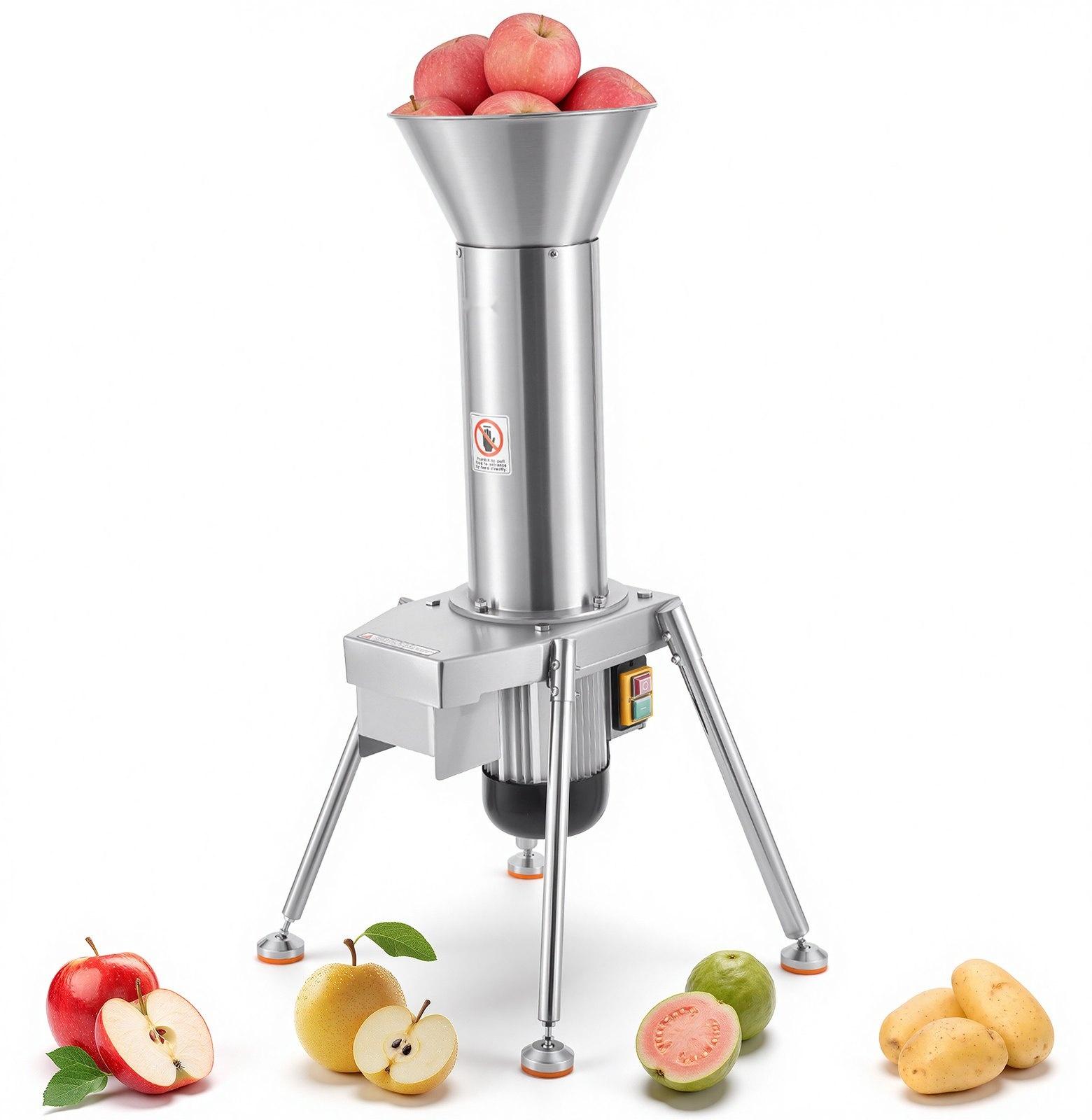 Obstmühle - Elektrischer Obstzerkleinerer - Leistung 1100 W - Edelstahl SUS304 - Für ganze Äpfel bis 8 cm Ø - Durchsatz 164 kg/h - Für Birnen, Ananas, Guaven, Karotten, Kartoffeln